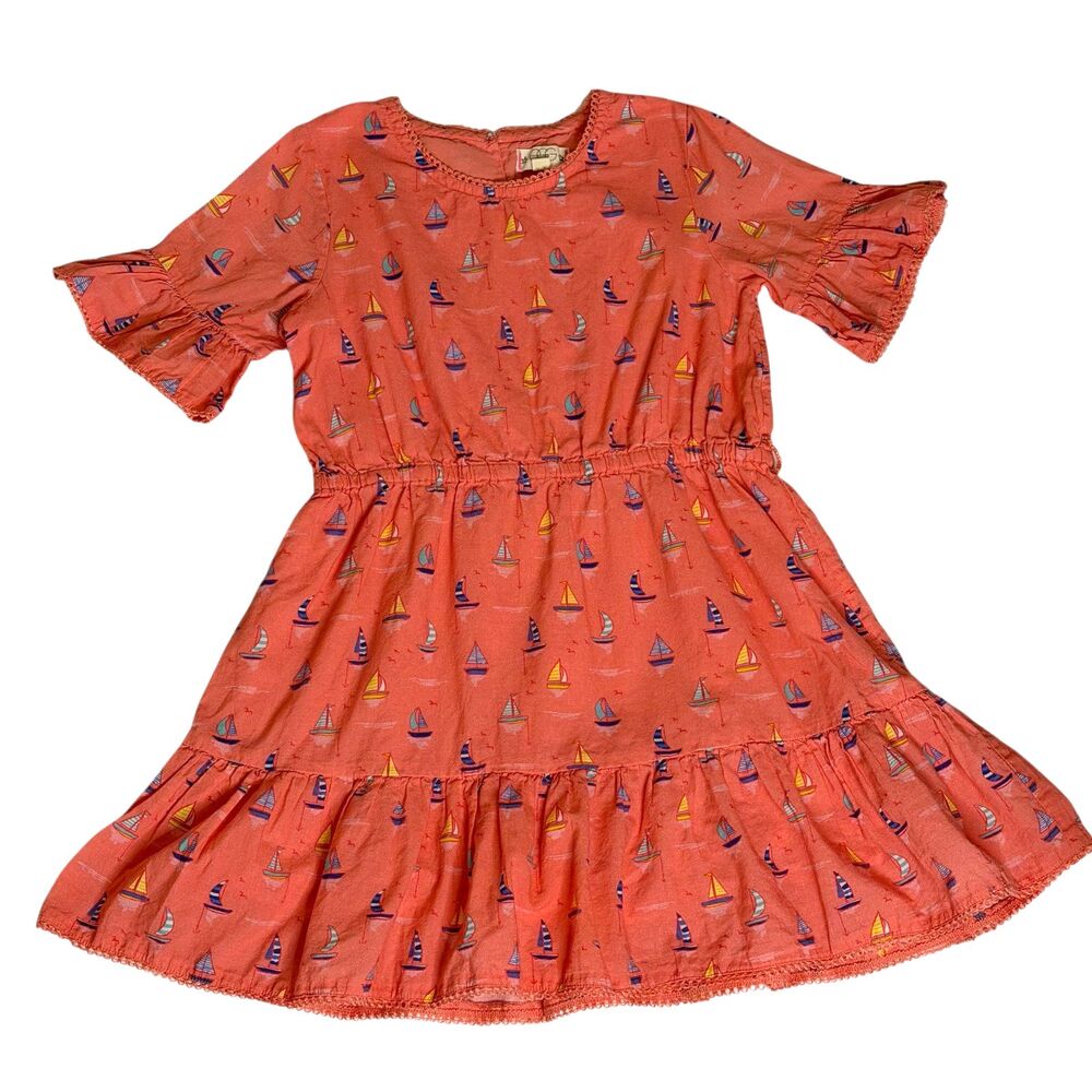 Egg Susan Lazar Girls Sun Dress Sailboat Print Nautical Beach Pink 5